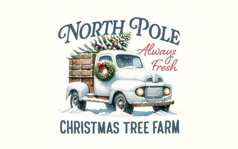 North Pole Sublimation PNG, Christmas Tree Png, Merry Christmas Png, Retro Christmas Png, Holiday Illustration