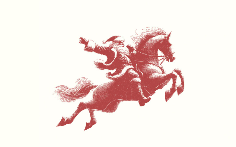 Santa Riding Horse PNG Digital Download, Western Christmas Design, Cowboy Christmas Sublimation, Illustration