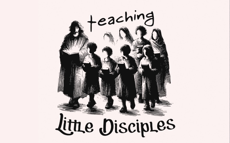 Teach Tiny Disciples png PNG, Christian Teacher Digital Download, Religious Teacher Design, Illustration
