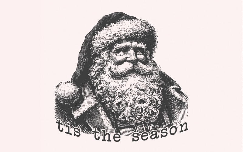 Tis The Season Png, Christmas Png, Santa Claus, Merry Christmas Png, Watercolor Christmas Illustration