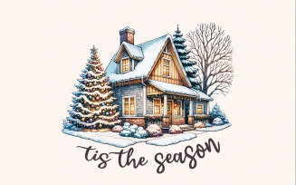 Tis the Season Png, Retro Christmas Png, Watercolor Christmas, Christmas Shirt Sublimation, Merry