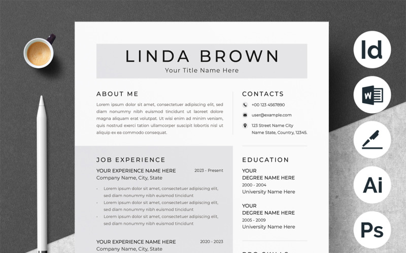 Clean Resume / Simple Resume Template Layout