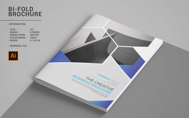 Creative Bifold Business Brochure. Illustrator Template Corporate Identity