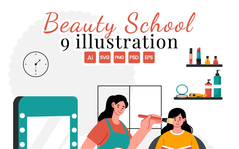 9 Beauty and Makeup School Illustration
