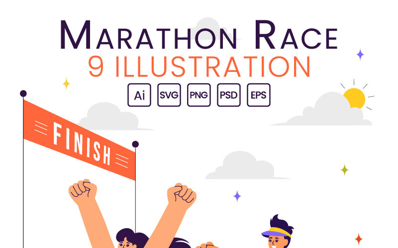 9 Marathon Race Sport Illustration