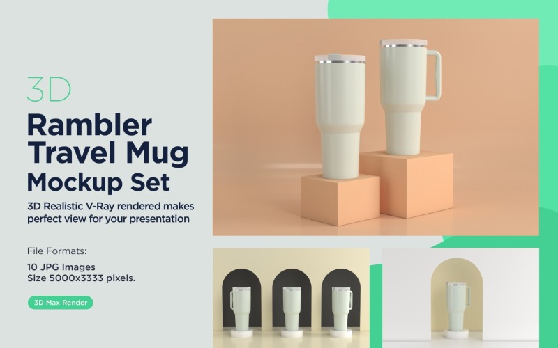 Rambler Travel Mug Drinking Cup Mockup 03 Product Mockup