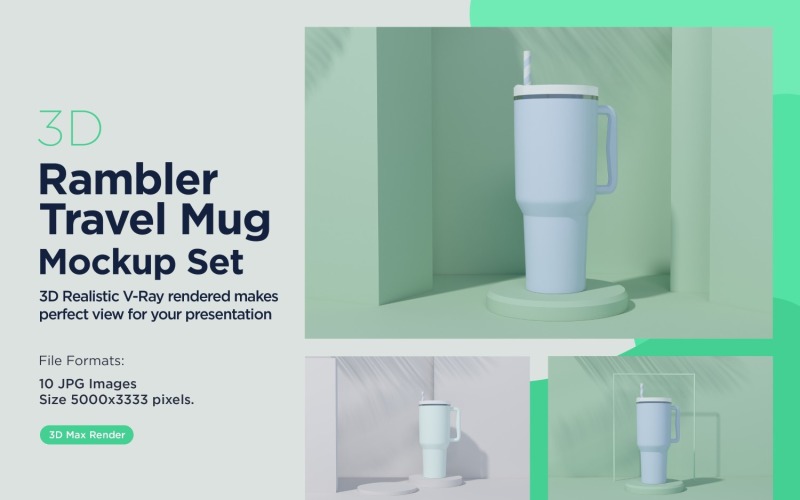 Rambler Travel Mug Drinking Cup Mockup 08 Product Mockup