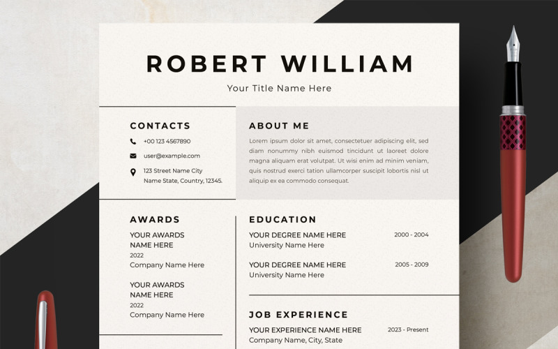 Simple And Minimal Executive Resume Design Resume Template