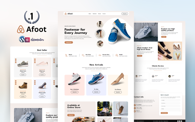 Afoot — Footwear and Shoe Store Elementor landing page Elementor Kit