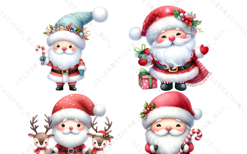 Christmas Cheerful Santa Claus Clipart Illustration