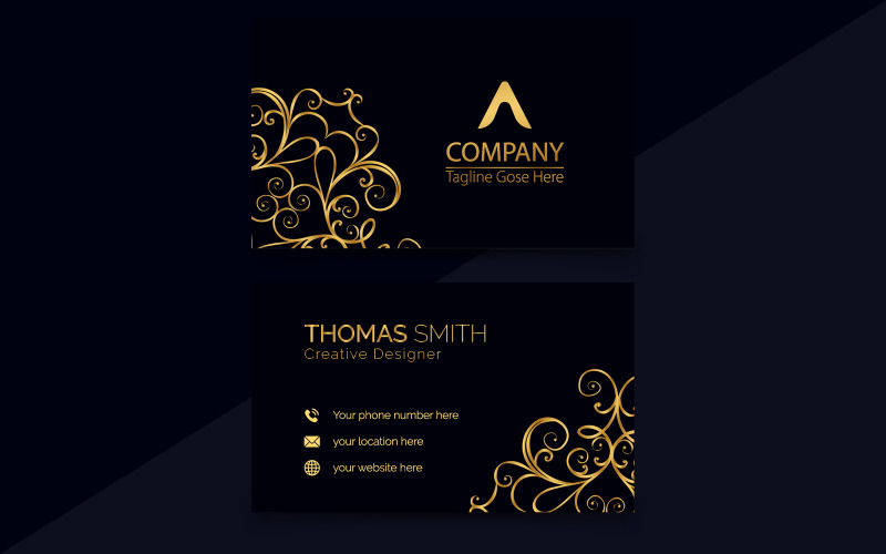 Elegant abstract golden and imaginative business card template Corporate Identity