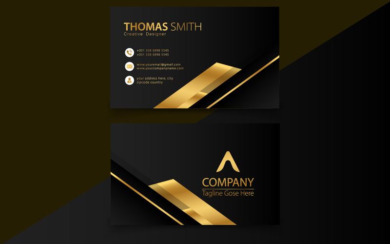 Elegant abstract golden Luxury business card template Corporate Identity