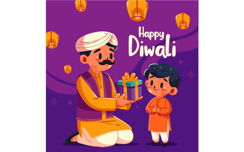 Illustration of Hindu Diwali Festival