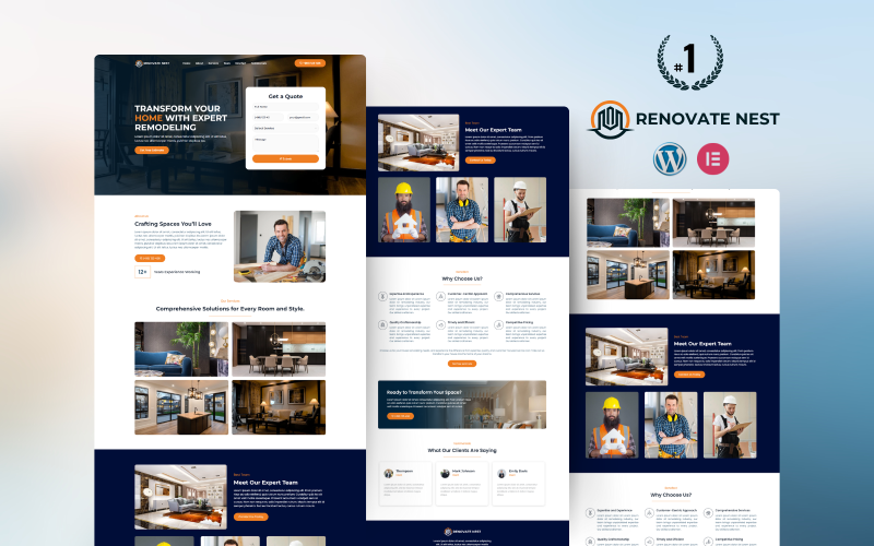 RenovateNest – Home Remodeling Elementor Landing Page Elementor Kit