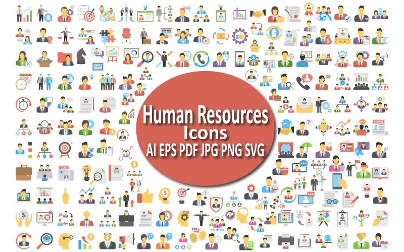 Comprehensive Human Resources Icon Set for HR and Recruitment Projects