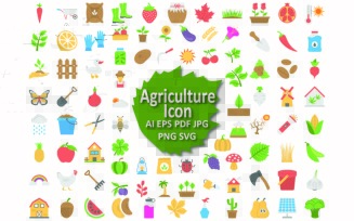 Essential Agriculture Icon Set for Farming and Sustainability Projects