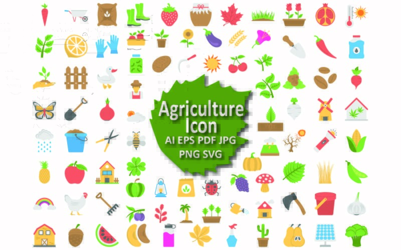 Essential Agriculture Icon Set for Farming and Sustainability Projects