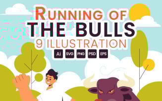 9 Running of the Bulls Illustration