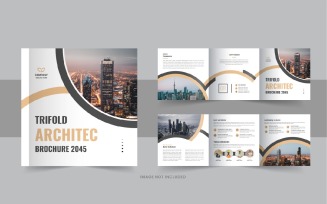 Architecture square trifold brochure or Square trifold architecture brochure design layout