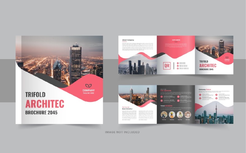 Architecture square trifold brochure or Square trifold architecture brochure template layout Corporate Identity