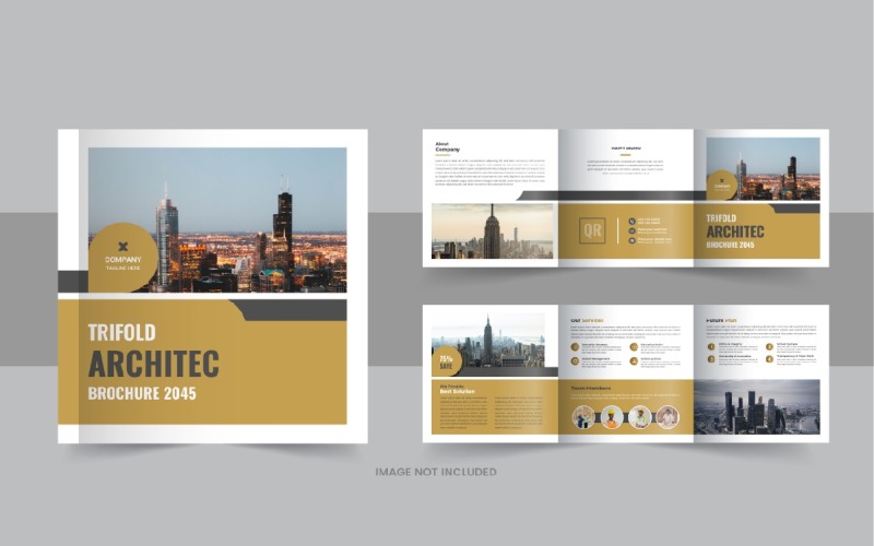Architecture square trifold brochure or Square trifold architecture brochure Corporate Identity