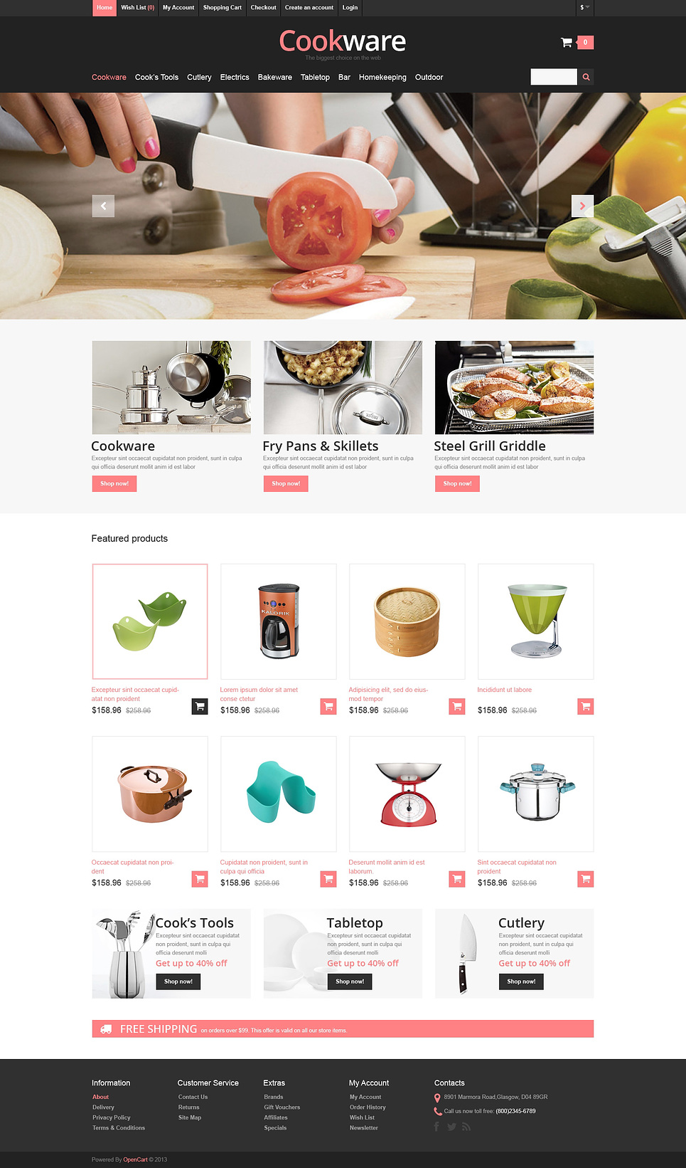 Responsive Cookware Store OpenCart Template New Screenshots BIG