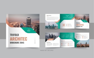 Architecture square trifold brochure or Square trifold architecture brochure design template layout