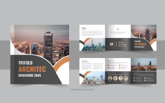 Architecture square trifold brochure or Square trifold architecture brochure template design layout