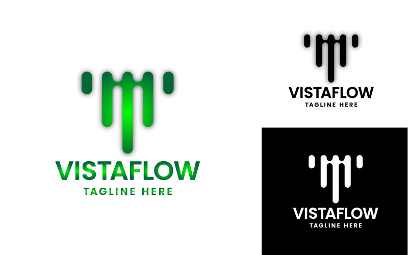 V Letter Word Logo Template