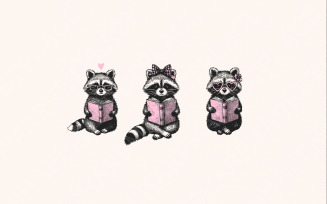 Book Lover PNG, Reading Raccoon PNG, Funny Bookish png, Retro Reading, Booktrovert Gift PNG, Book