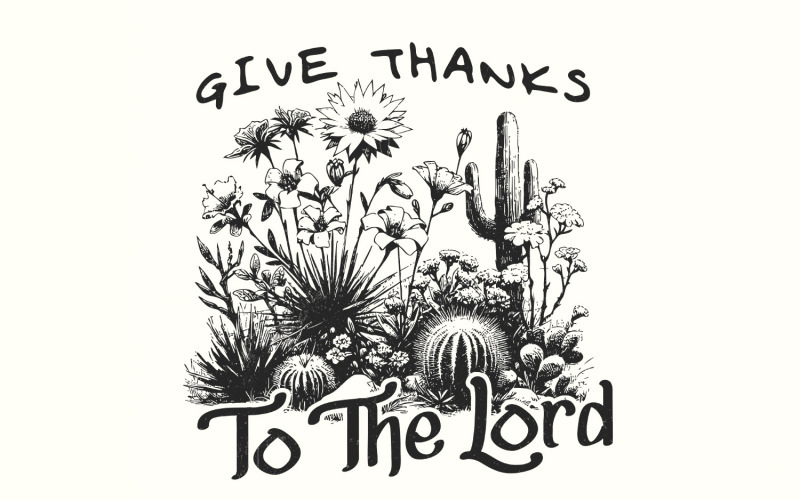 Give Thanks to Lord PNG, Fall Pumpkin Thanksgiving PNG, Christian Bible Verse Sublimation, Autumn Illustration