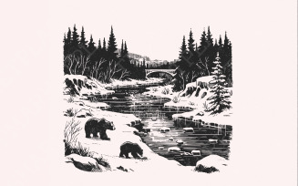 Grizzly Bear Clipart, Bear PNG, Wilderness Decor, Bear Art, Watercolor Clipart, Digital Download,