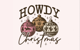 Howdy Christmas PNG, Western Sublimation Design, Retro Christmas Ornament, Cowboy Cowgirl