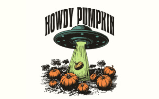 Howdy Pumpkin PNG, Western Fall png, UFO Pumpkin, Fall Sublimation, Autumn Sublimation, Vintage