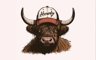 Howdy Western PNG, Highland Cow Design, Trendy Sublimation, Cowgirl png, Cowboy PNG, Southern png,