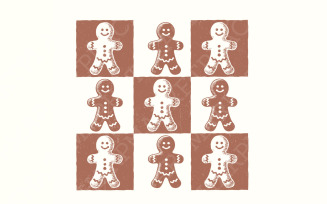 Retro Checkered Gingerbread Man PNG, Cute Christmas Png, Holiday Season Png, Vintage Christmas,