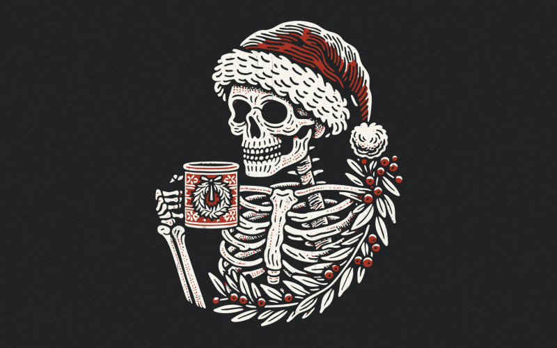 Skeleton Christmas PNG, Sarcastic Holiday Shirt Design, Snarky Christmas Humor, Holiday Sublimation Illustration