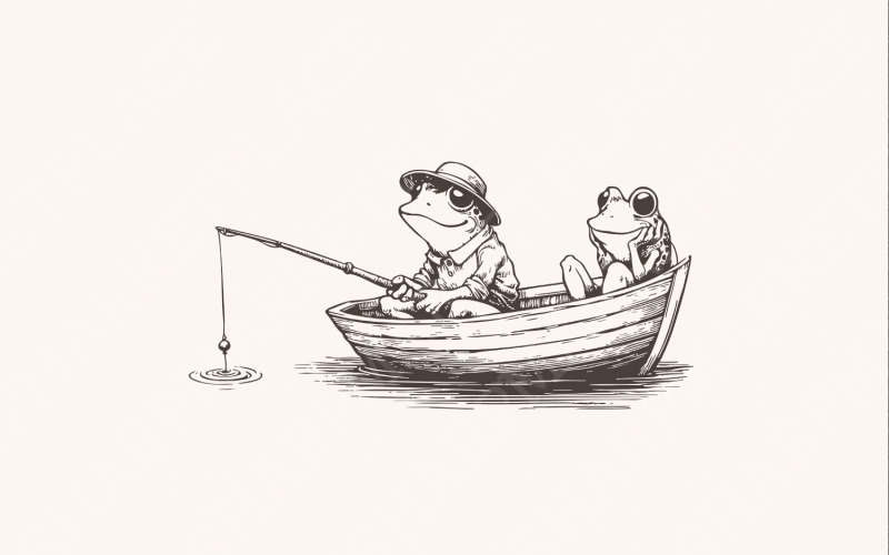 Vintage Frog Clip Art, Frog Sublimation PNG, Amphibian Design, Digital Ephemera, Frog Printable, Illustration