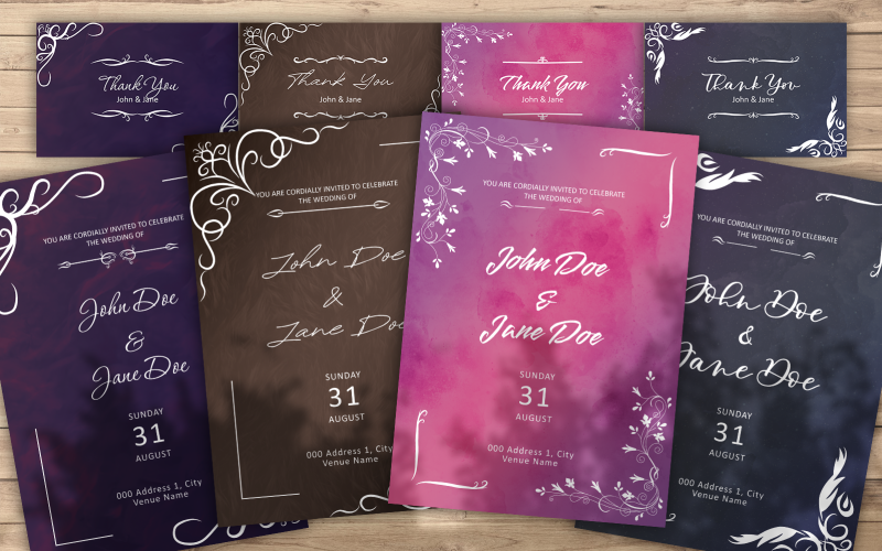 Vintage Ornament Wedding Invitation Bundle Corporate Identity