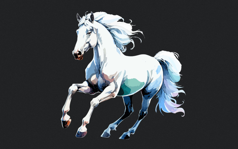 White Horse Clipart PNG Digital Download, Horse Clipart, Watercolor Painting, Digital Clipart, Illustration