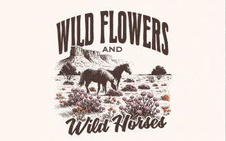 Wild Horses Wildflowers PNG, Western Country Music Sublimation, Instant Download, Cowgirl on Horse