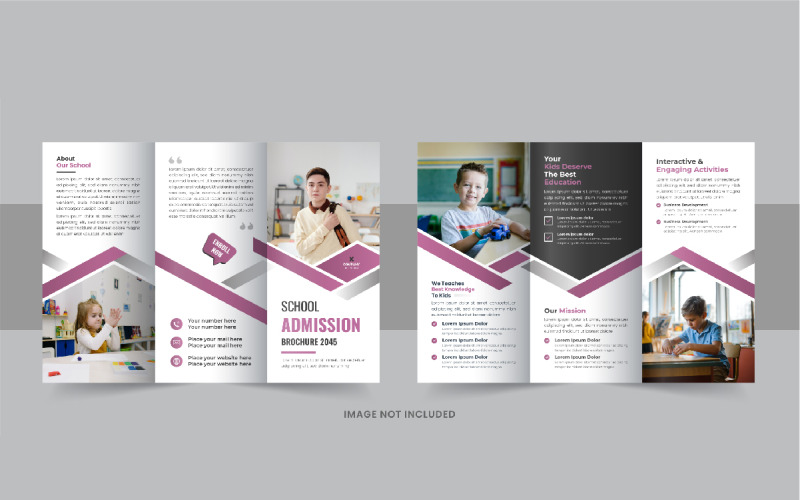 Kids back to school admission trifold brochure, International school trifold brochure template Corporate Identity