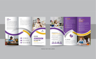 Kids back to school admission trifold brochure, Modern school trifold brochure design template
