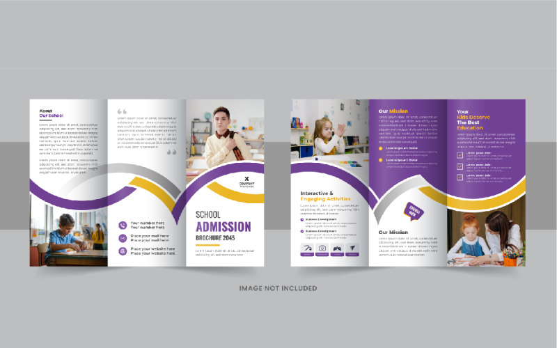 Kids back to school admission trifold brochure, Modern school trifold brochure design template Corporate Identity