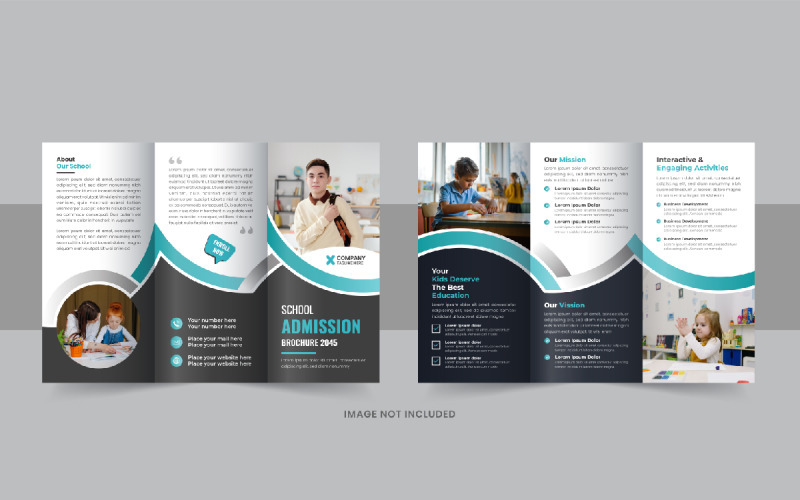 Kids back to school admission trifold brochure, Modern school trifold brochure template design Corporate Identity