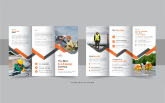 Creative solar energy trifold brochure, eco energy or solar panel trifold brochure design