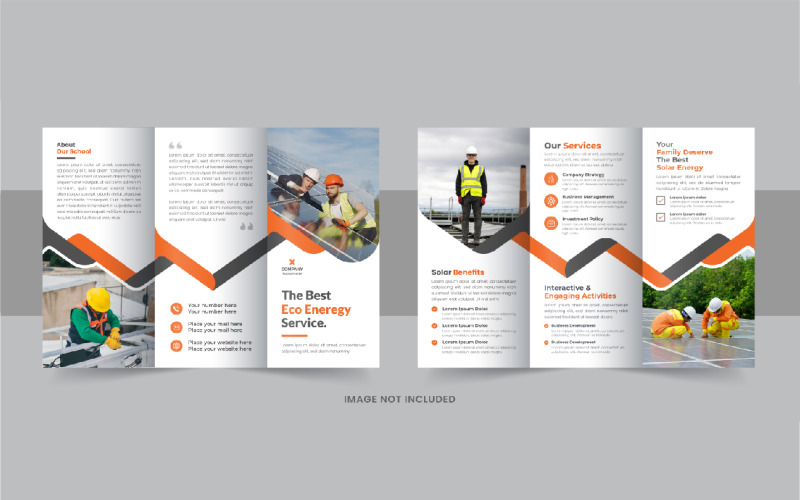 Creative solar energy trifold brochure, eco energy or solar panel trifold brochure design Corporate Identity