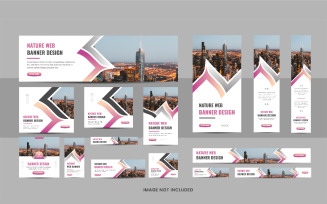 Lawn care or agro farm web banner design template set