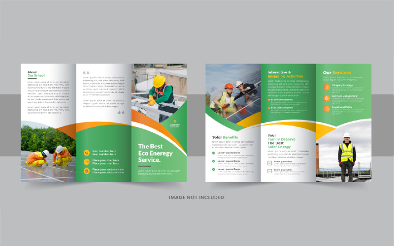Modern solar energy trifold brochure, eco energy or solar panel trifold brochure design Corporate Identity