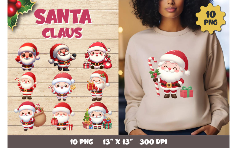 Santa Claus Cartoon. Clipart, PNG. Illustration